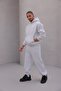 Men's Oversize Tracksuit Set Gray – Basic, 3 Thread Fleece; Hoodie, Elasticated Bottom - 4