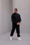 Men's Oversize Tracksuit Set Basic Black – Crew Neck, Elasticated Legs, 3 Thread Ribbed - 2