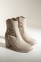 Beige Short Heeled Western Cowboy Style Boots Fetya Women's Comfortable Boots - 4