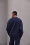 Men's Oversize Tracksuit Set Basic Navy Blue – Crew Neck, Elasticated Legs, 3 Thread Fleece - 6