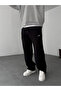 Black Basic Printed Pipe Leg Sweatpants Jj-102 - 2