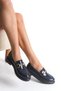 Women's Special Design Thick Soled Gold Buckle Casual Loafer Oxford Shoes - 4