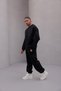 Men's Oversize Tracksuit Set Basic Black – Crew Neck, Elasticated Legs, 3 Thread Ribbed - 4
