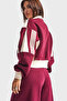 Women's Ecru and Burgundy Color w5-35 Knitted Fabric Design Bottom and Top 2-Piece Matching Tracksuit Set - 3
