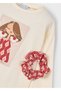 Girl's 2-Piece Set (Ages 4-10) – Cream Color Printed Cotton Blouse and Floral Pattern Buckle Set - 6