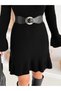 Crew Neck Ribbed and Belted Dress - 4