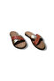 Women's Red Bronze Genuine Leather Cross Strap Slippers - 8