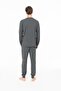 18951 Men's Anthracite Melange Round Neck Long Sleeve Pajama Set - 4
