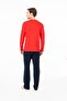 18947 Men's Red Round Neck Long Sleeve Pajama Set - 4