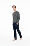 18925 Men's Anthracite Melange Round Neck Long Sleeve Pajama Set - 2