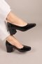 Pumps Block Heeled Shoes with Snake Texture on the Back Black - 3