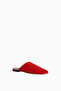 Floor Slide, Red Leather Pointed Toe Backless Luxury Slippers - 3