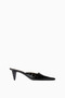 Iris 65, Black Croc Patterned Leather Pointed Toe Heeled Slippers