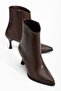 Mira Brown Leather Pointed Toe Women's Heeled Boots