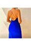Women's Low-Cut Back Slit Dress - 2