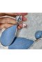 Denim (Jeans) Drop Clip Earrings – Blue Dangle, Silver Tone Framed - 3