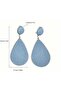 Denim (Jeans) Drop Clip Earrings – Blue Dangle, Silver Tone Framed - 4