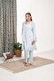 Women's Blue Lace Detailed Winter Special Design Maternity Pajama Set