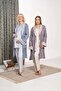 Women's Blue Jacquard Satin Shawl Collar Winter Special Design Maternity Pajama Set