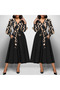   Women's Long Sleeve Double Breasted Collar Plunging Crepe Midi Dress - 3
