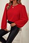 Women's Long Sleeve Back Lace-Up Round Neck Loose Imported Crepe Blouse
