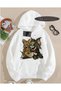Hooded Sweatshirt White Tom and Jerry Cartoons Custom Design