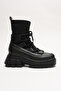 Women's Lace-Up Design Sole Flexible Boots Karel Black