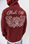 Men's Mask Off Printed Washable Hooded Oversize Hoodie Burgundy - 6