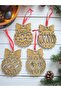 4-Piece Natural Wooden Cute Ball Christmas Tree Ornament – Decorative Pine Tree Ornaments (8 cm) - 2