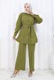 Pearl Belted Double Suit Khaki 19265