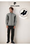 Men's Clothing Stand Collar Zippered & Boxed Gray Tracksuit Set Ol.Pc.7000.001 - 2