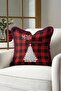 Luxury Plaid Christmas Motif Fringed Pillowcase - Winter Themed Rustic Red Tassel Throw Pillow Cover - 4