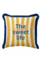Mediterranean Coastal Luxury Fringed Pillowcase-Striped Blue Yellow Modern Navy Blue Tassel Throw Pillow Cover - 4