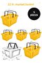 22 Liter 5 Pieces Grocery Basket, Shopping Basket, Grocery Basket with Handle - 3
