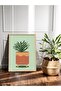 Green Flower in a Vase Single Piece Wooden Framed Painting - 2