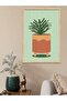 Green Flower in a Vase Single Piece Wooden Framed Painting