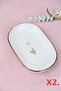Tabak Evi Porcelain Natura Broadcloth Gold Gilded Oval Boat-Shaped Tray 14X9X2.50Cm 2 Pieces - 2