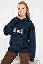Teen Lacivert Nakışlı Oversize/Geniş Kalıp Kapüşonlu Örme Sweatshirt TWOAW26SW00105 - 2