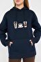 Teen Lacivert Nakışlı Oversize/Geniş Kalıp Kapüşonlu Örme Sweatshirt TWOAW26SW00105 - 3