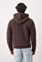 Dark Brown Regular/Normal Cut Hooded Fleece Inside/Warm Sweatshirt Tmnaw23Sw00194 - 4