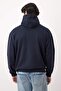 Lacivert Oversize/Geniş Kesim Fermuarlı Sıcak Tutan Kapüşonlu Sweatshirt-Hırka TMNAW24SW00049 - 4