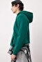 Zümrüt Yeşili Oversize/Geniş Kesim Fermuarlı Kapüşonlu İçi Polarlı Basic Sweatshirt TMNAW25SW00050 - 2