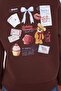 Teen Kahverengi Sırt Baskılı Oversize Kalıp Kapüşonlu İçi Polarlı Örme Sweatshirt TWOAW26SW00126 - 5