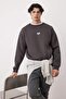 Antrasit Bisiklet Yaka Oversize/Geniş Kesim İçi Polarlı Koala Nakış Sweatshirt TMNAW24SW00064