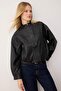 Siyah Oversize Kalıp Suni Deri İnce Ceket Mont TWOAW26MO00034 - 3
