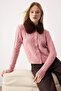 Pembe Crop Kürk Detaylı Fitted/Vücudu Saran Triko Hırka TWOAW26HI00048 - 2