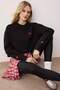 Siyah Dog Mom Grafikli Nakışlı Regular/Normal Kalıp Kalın Örme Sweatshirt TWOAW26SW00200