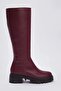 Bordo Fermuarlı Kadın 6 cm Kalın Tabanlı Çizme TAKAW25CZ00005 - 2