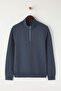Indigo Regular/Normal Cut Stand Collar Thick Fleece Inside Sweatshirt Tmnaw26Sw00021 - 5