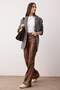 Kahverengi Suni Deri Flare Bootcut Pantolon TWOAW26PL00082 - 2